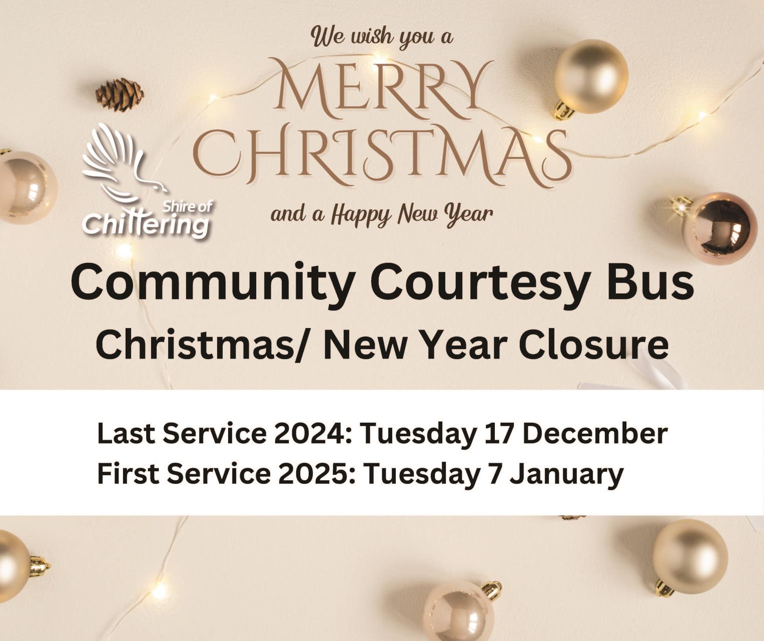 Community Courtesy Bus Christmas Closure